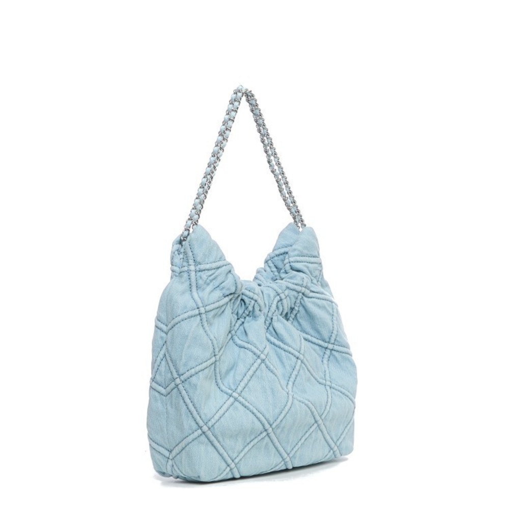 Tory Burch Fleming Mini Hobo Bag In Soft Denim - NWT - Picture 2 of 3